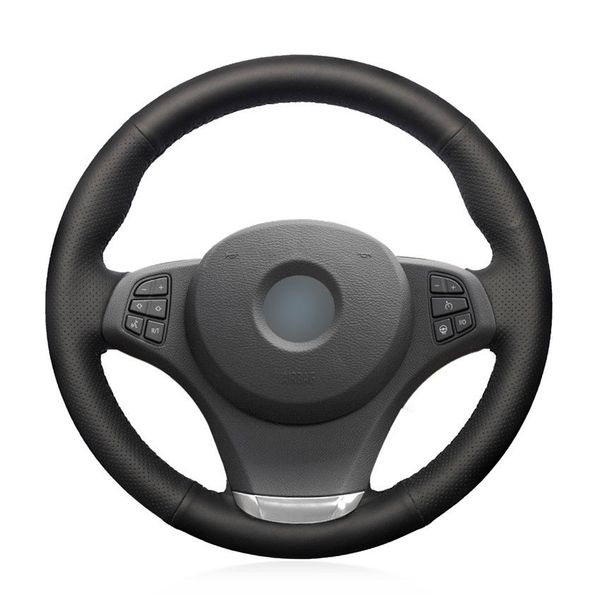 

black artificial leather car steering wheel cover for bmw e83 x3 2003-2010 e53