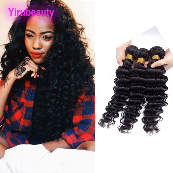 

brazilian virgin hair extensions deep wave 3 bundles 8-30inch 100% human hair natural color remy hair wefts 3pcs, Black