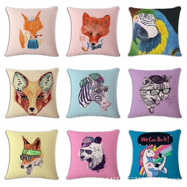 

animal cartoon pattern cotton flax pillow back cushion