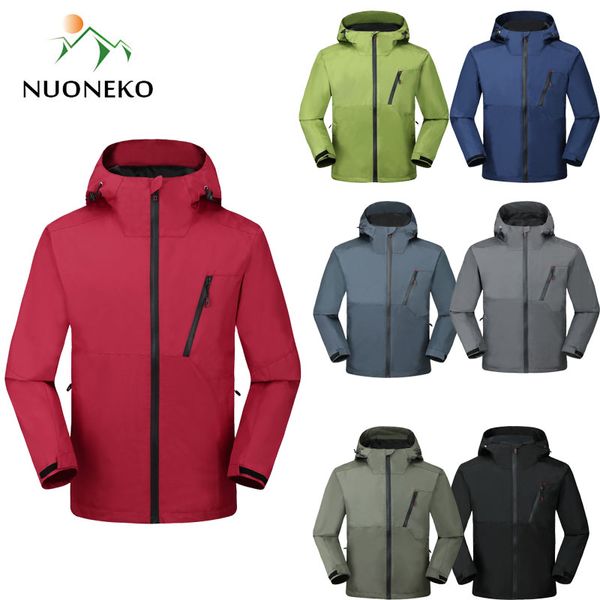 

nuoneko camping hiking jackets men outdoor sports waterproof breathable coats spring autumn trekking windbreaker jacket jn05, Blue;black