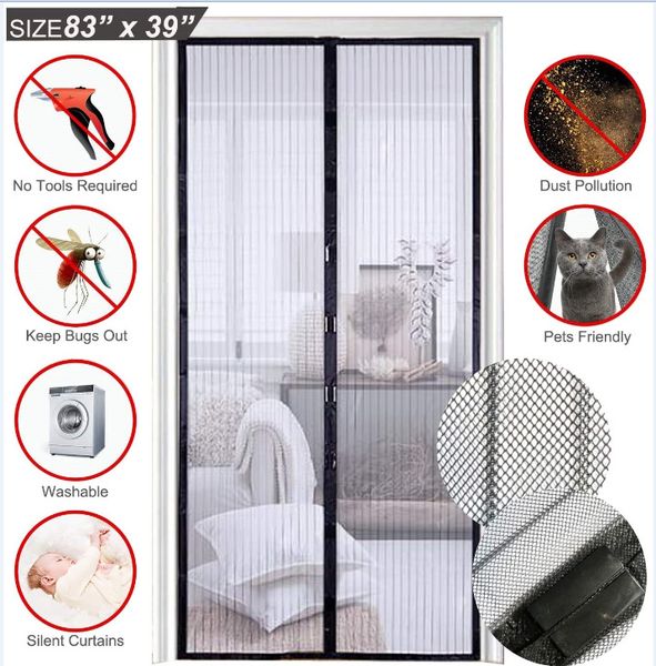 

reinforced screen door with magnets, snap self closing mesh curtain flexible screen door pet friendly patio insect screen curtain cover