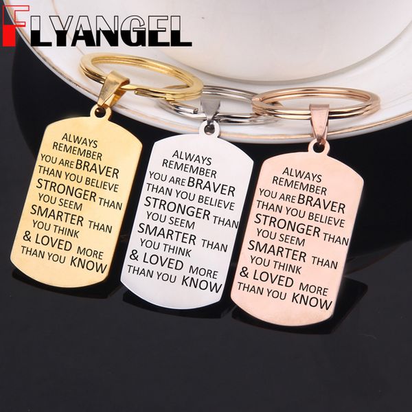 

flyangel inspire keychain engraved you are braver stronger smarter loved fashion key holder for daughter son memorial gifts, Silver
