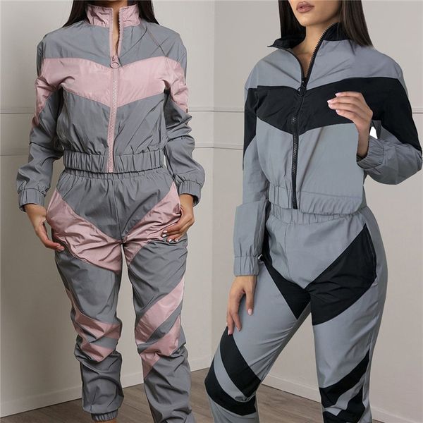 

summer womens designer tracksuits zipper design geometric printed pants sports casual women two piece summer outfits pants set, Gray