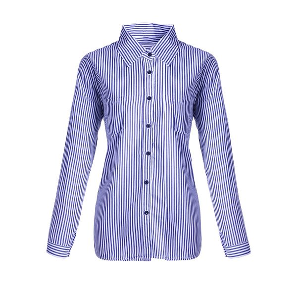 

litthing 2019 new women long sleeve shirts stripe printed button casual blouses female outerwear plus size shirts, White