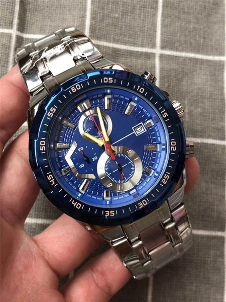 

188 full-function work stainless steel art men's quartz watch large dial fashion designer joker high-end men '039; watch, Slivery;brown