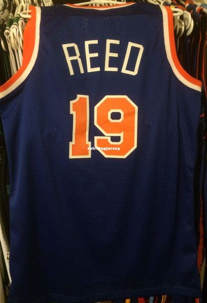 

wholesale willis reed 19# ad jersey men rare sewn carmelo t-shirt vest stitched basketball jerseys ncaa, Black;blue