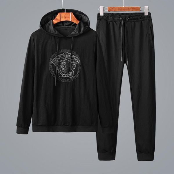 

mens versace мода осень зима одежда мужская дизайнерская новый с капюшоном мужские весной и осенью мужские модные вскользь мерсеризированный, Gray