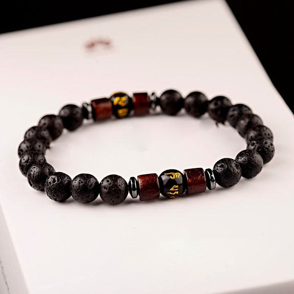 

fashion men bracelet wood stone bead tibetan buddha bracelet classic lava diffuser bracelets & bangles men jewelry gift, Black