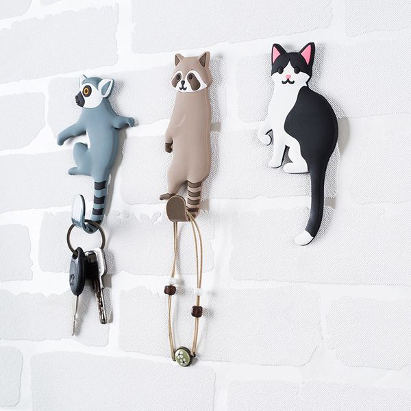 

animal cartoon hook no trace creative door hook multi-function new non-marking viscose refrigerator stickers dual-use of 3 packs