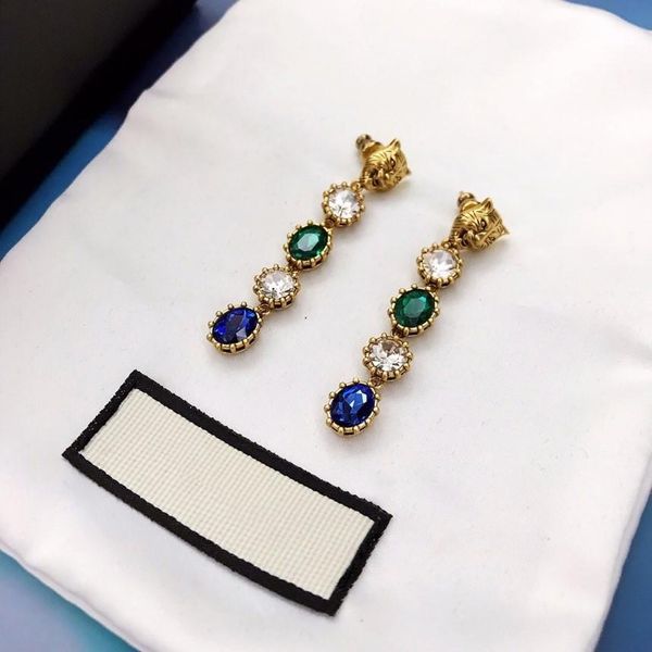 

new leopard head color diamond pendant heavy industry designer earrings luxury designer jewelry women earrings, Golden