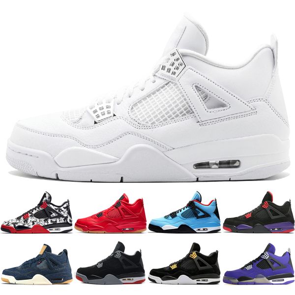 

4 4s Black Gum Day Men Basketball Shoes Travis Scotts Raptors Bred White Cement Royalty Purple men sports sneakers designer trainers