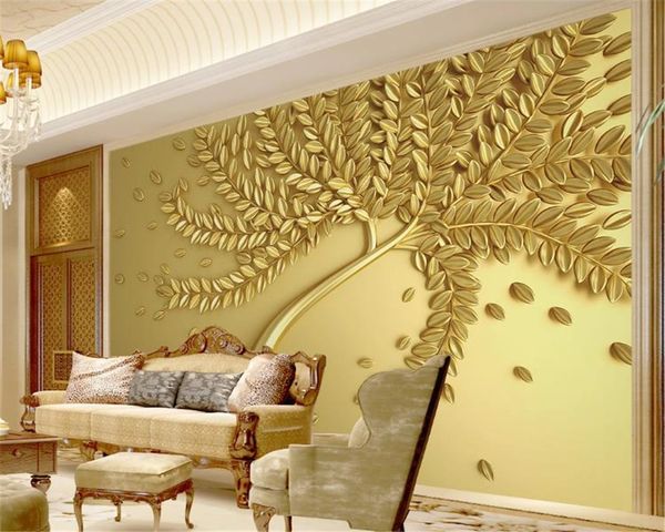 

custom any size 3d wallpaper golden luxury a tree fortune tree living room bedroom background wall decoration mural wallpaper