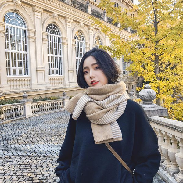 

осень и зима дамы шарф мода дикий длинный студент пара толстые вязаные шали нагрудник высокое качество шерсти шарф, Blue;gray