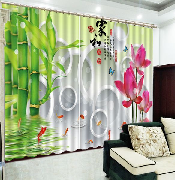 

custom 3d curtain pink lotus flower in the water 3d floral curtains living room bedroom beautiful practical blackout curtains