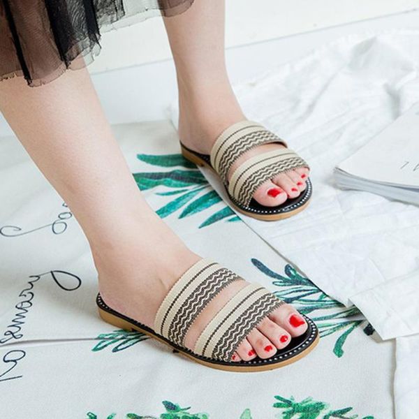 

flat slippers for women summer casual slippers shoes female bohemia vintage elegant non-slip shoes outdoor roman fe4, Black