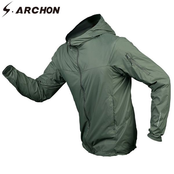 

s.archon tactical jacket fast dry ultra light long sleeve sunproof windproof multi pockets hoodie army jacket male, Black;brown