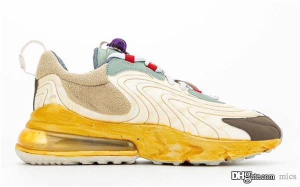 

air 92max 270 travis scott react running shoes men yellow light cream dark hazel mica green starfish ct2864-200 sneakers with original box