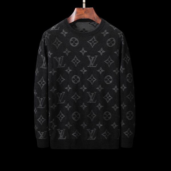 

Luxury men 039 weater fa hion long leeved monogram printed lover weater autumn loo e fitting pullover weater m 3xl, Black