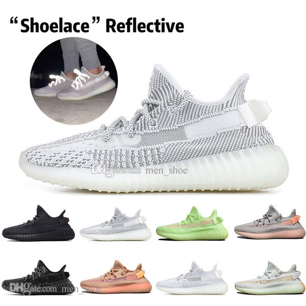 

With Box Newest Kanye West Clay V2 Static Reflective GID Glow In The Dark Mens Running Shoes Hyperspace True Form Sports Designer Sneakers