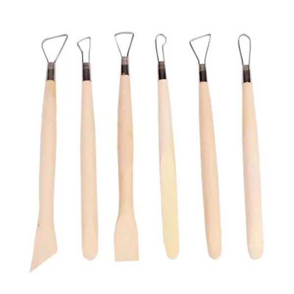 

adeeing single head clay tool round wooden handle stainless steel clay shape carving kit r20