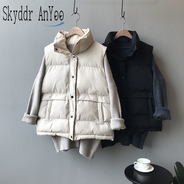 

women autumn winter vest thick warm coat women's parka vest casual sleeveless jacket harajuku cardigan overcoat colete feminino, Black;white