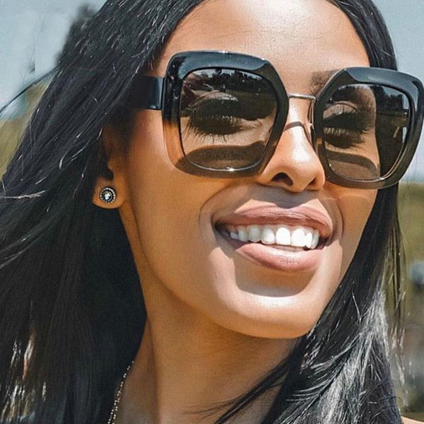

2019 vintage square sunglasses women 2018 brand designer black pink clear eyewear for female gradient lens uv400 with box fml, White;black