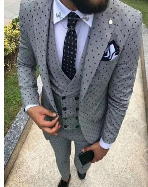 

mens suits wave point three pieces men dress suits casual commuter office business for wedding(blazer+vest+pants+tie, White;black