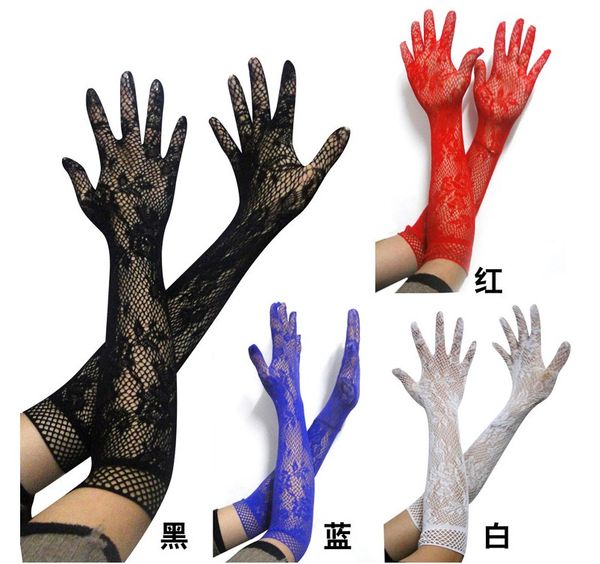 

women transparent lace elastic gloves bride long-sleeve gloves mesh liturgy winter trendy girls mittens christm, Blue;gray