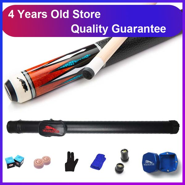 

wolfighter 8k4 billiard pool cues stick 11.5mm 12.75mm tip 8 pieces wood laminated technology shaft pool cue case,chalk holder