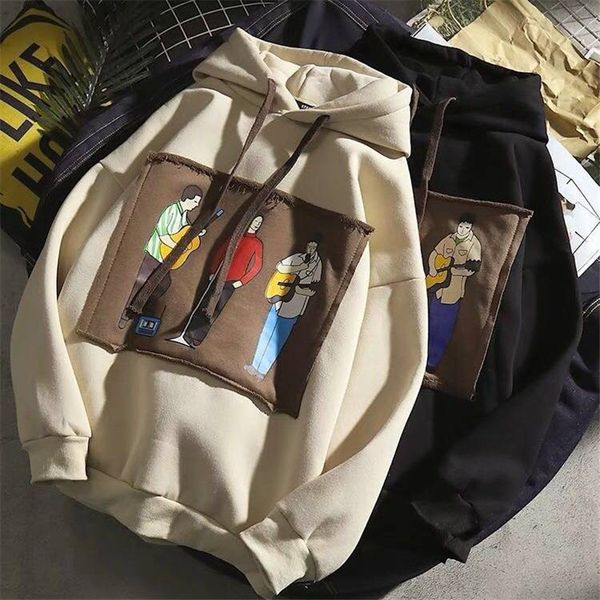 

hip hop graffiti hoodies mens autumn casual pullover sweats hoodie streetwear male fashion high street skateboards sweatshirts, Black