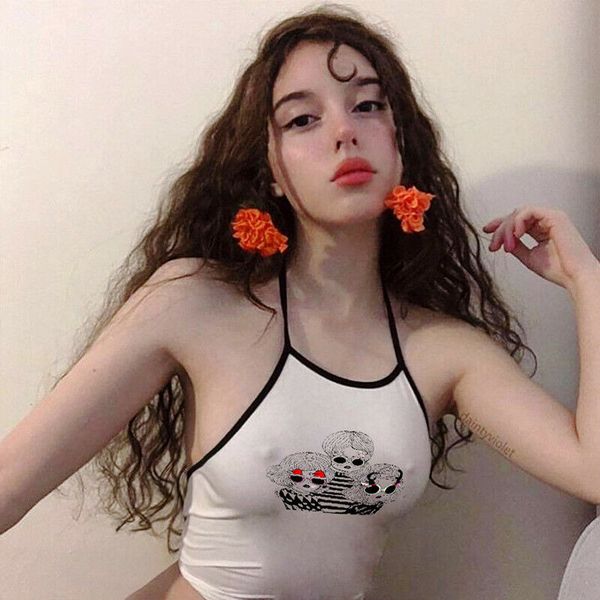 

Summer Fashion New Sexy Women Crop Top Casual Tank Tops Vest Cartoon Sleevelees T-Shirts Blouse