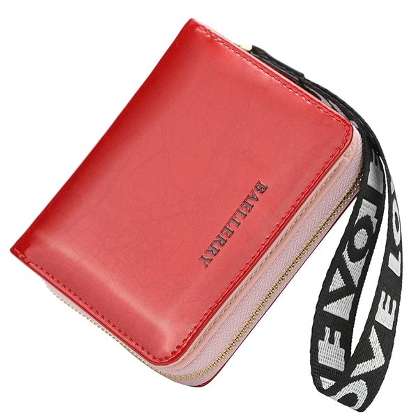 

fashion women's wallet pu leather holder short small wristlet wallet zipper coin purse short clutch bag, Red;black