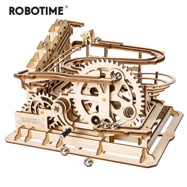 

robotime 4 kinds marble run game diy waterwheel wooden model building kits assembly toy gift for children dropshipping y200317