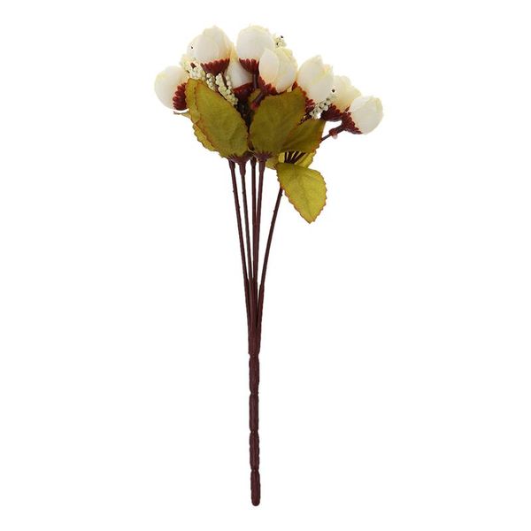 

silk cloth artificial flower 15 heads mini rose home decor for wedding small roses bouquet decoration (autumn champagne