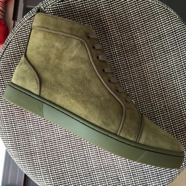 

новые поступления марка мужчины женщины red bottom повседневная обувь дизайнер хаки замша натуральная кожа высокие кроссовки дорогих кроссов