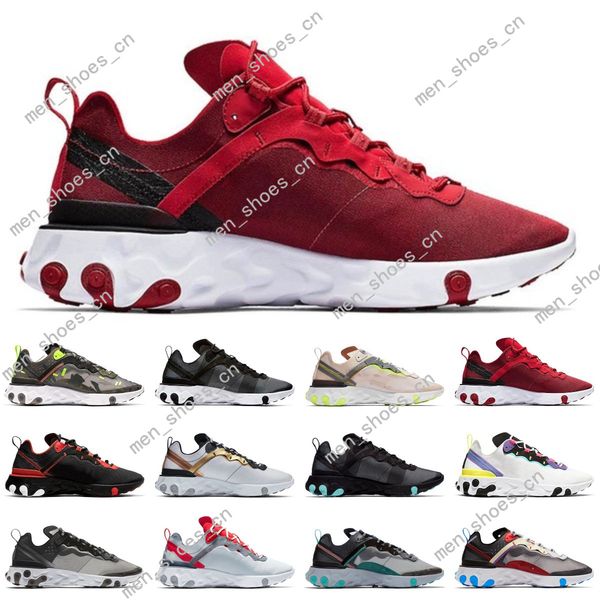 

react element 87 55 running shoes mens sail hyper pink bred medium olive solar red royal tint runner 87s womens breathable sports #062806