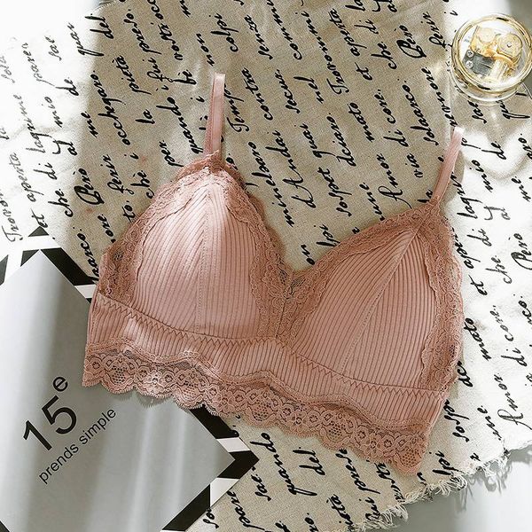 

women lace wireless padded seamless bra bra cotton lingerie breathable underwear, Red;black