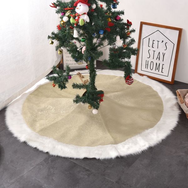 

promotion 36"/42"/50" 3d embossed gold jacquard damask luxury lamie with faux fur border christmas tree skirt p4778
