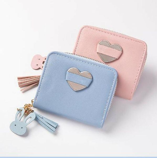 

fashion women's mini wallet pu leather tassel zipper carteras mini bag clutch, Red;black