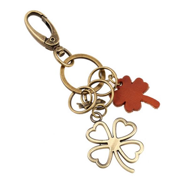 

original lucky four leaves clover key chains new fashion bag buckle pendant for car keyrings keychains women jewelry p122, Silver