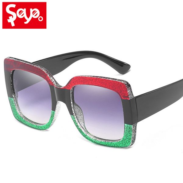 

saylayo square oversized sunglasses women transparent gradient sun glasses big frame vintage eyewear uv400, White;black