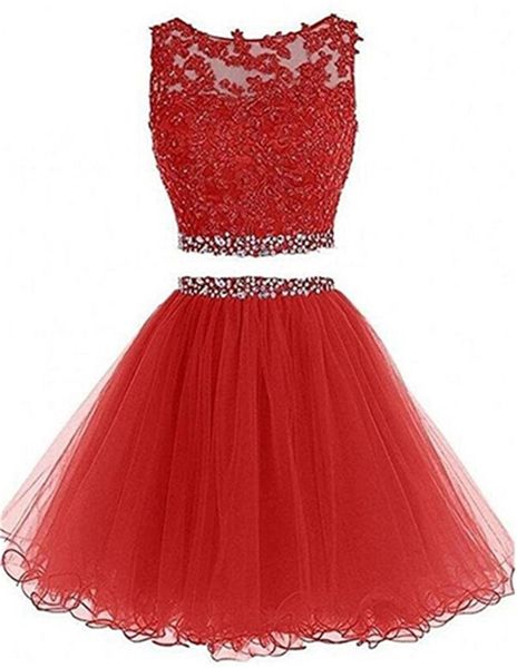 

two pieces homecoming dresses open back beading tulle applique short party formal gown graduation dresses custom size, White;black