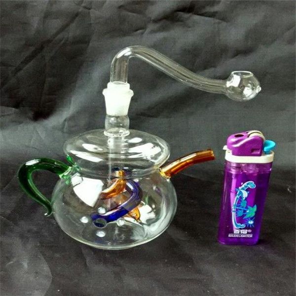 Tubi a forma di teiera di alta qualità ﾠ, accessori per bong in vetro all'ingrosso, fumo di pipa ad acqua in vetro, spedizione gratuita
