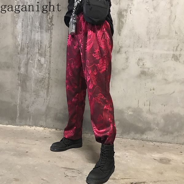 

gaganight harajuku дракон женщина мужчина прямой длинный pant твердой мода dark серия bf style уличной брюки девушка прохладный hip hop, Black;white