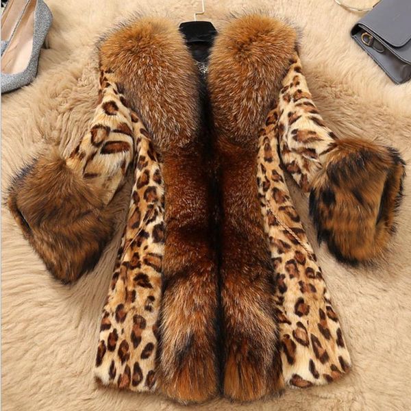 

plus size s-5x autumn winter women faux fur coat classic lady leopard jacket coat fluffy leopard patchwork thick warm outerwear, Black