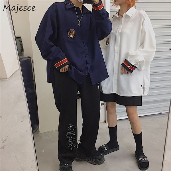 

shirts men stand collar single breasted printed pockets leisure daily loose ulzzang shirt mens hip hop retro harajuku clothing, White;black