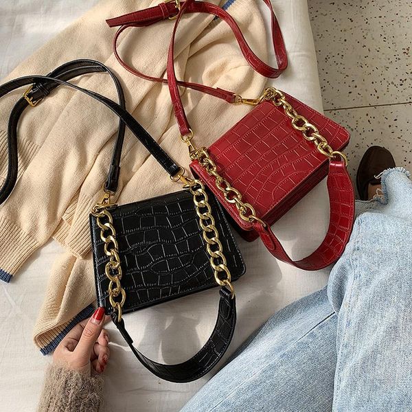 

дизайнер-женщины искусственная кожа crossbody сумки каменный узор дамы цепи сумка женский дизайнер сумки небольшой квадратный лоскут сумки