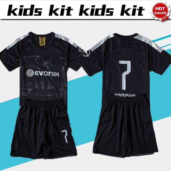 

2020 kids kit #17 haaland soccer jerseys 19/20 away black #11 reus #7 sancho #9 paco alcacer child dortmund football shirt with shorts