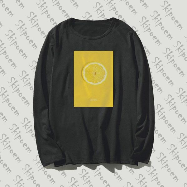 

fruit art лимонная тенниска женщина корейского стиль kawaii harajuku punk gothic vintage plus размер хлопок с длинным рукавом одежда streetw, White