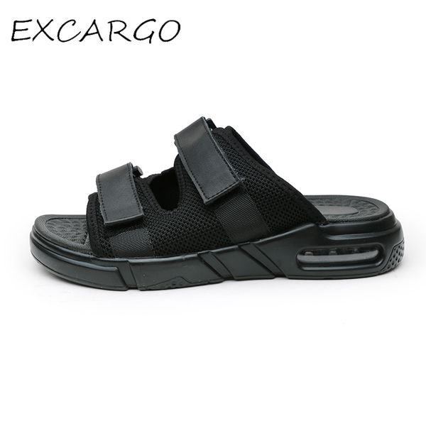 

excargo roman sandals men shoes summer black slip on 2019 black male fashion shoes summer sandals for men bucket mesh breath